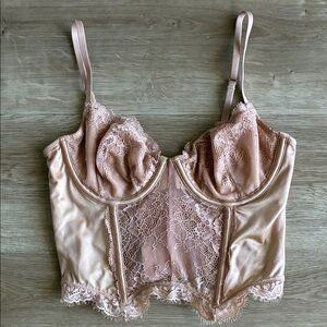 Abercrombie & Fitch Corset Lace Trimmed Satin Bralette